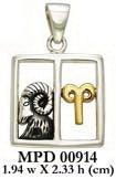 Aries Zodiac Symbol Silver and 14K Gold Accent Pendant MPD914 - Jewelry